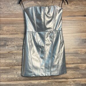 Forever 21 Silver Vinyl Strapless Dress NWT